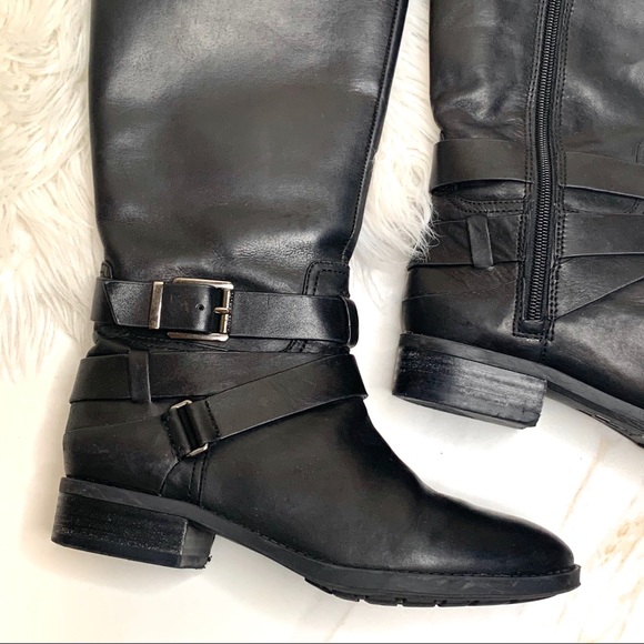 Vince Camuto Pazell Black Leather Tall Boots - Picture 3 of 8